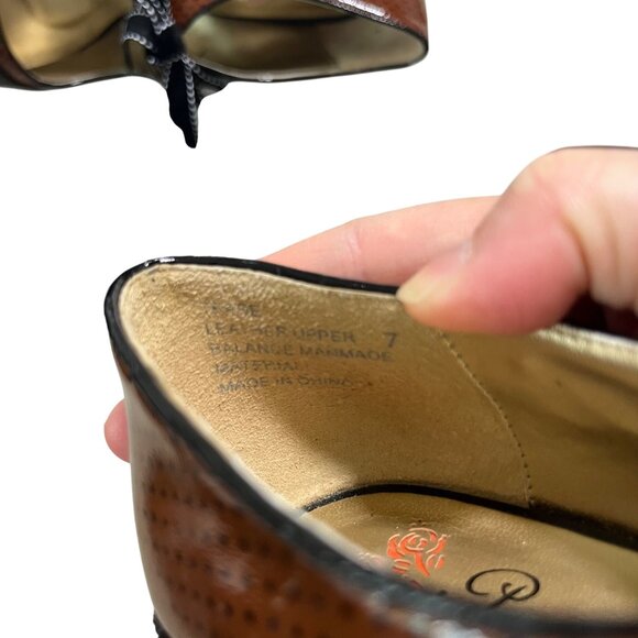 Poetic License heels women's 7 black brown leather bow tie - Picture 4 of 13